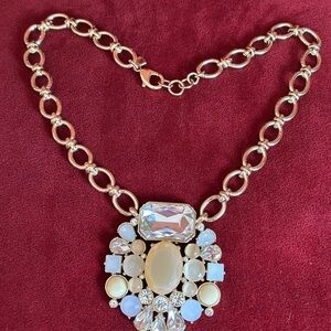 Rare Elegant Gold and Crystal Statement chunky Necklace
